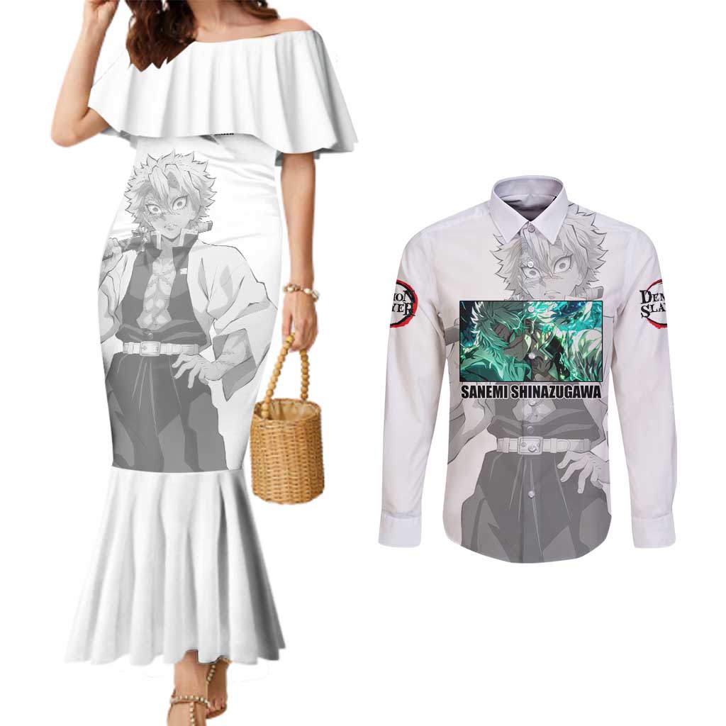 Sanemi Shinazugawa - Demon Slayer Couples Matching Mermaid Dress and Long Sleeve Button Shirt Anime Style