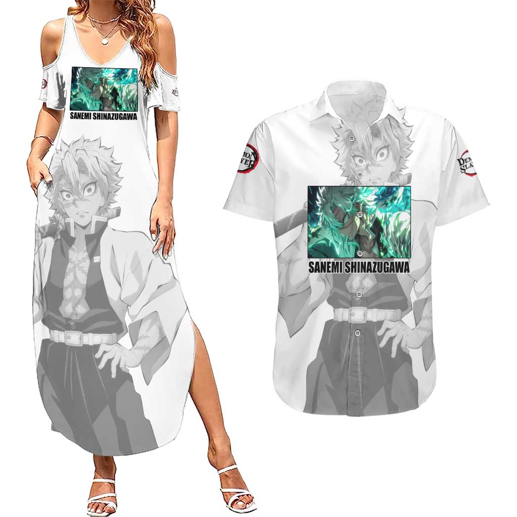 Sanemi Shinazugawa - Demon Slayer Couples Matching Summer Maxi Dress and Hawaiian Shirt Anime Style