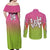 Mitsuri Kanroji - Demon Slayer Couples Matching Off Shoulder Maxi Dress and Long Sleeve Button Shirt Anime Style