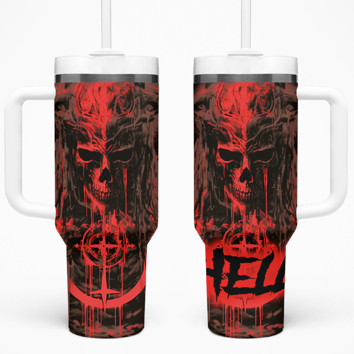 Demon Skull Tumbler With Handle Welcome to Hell