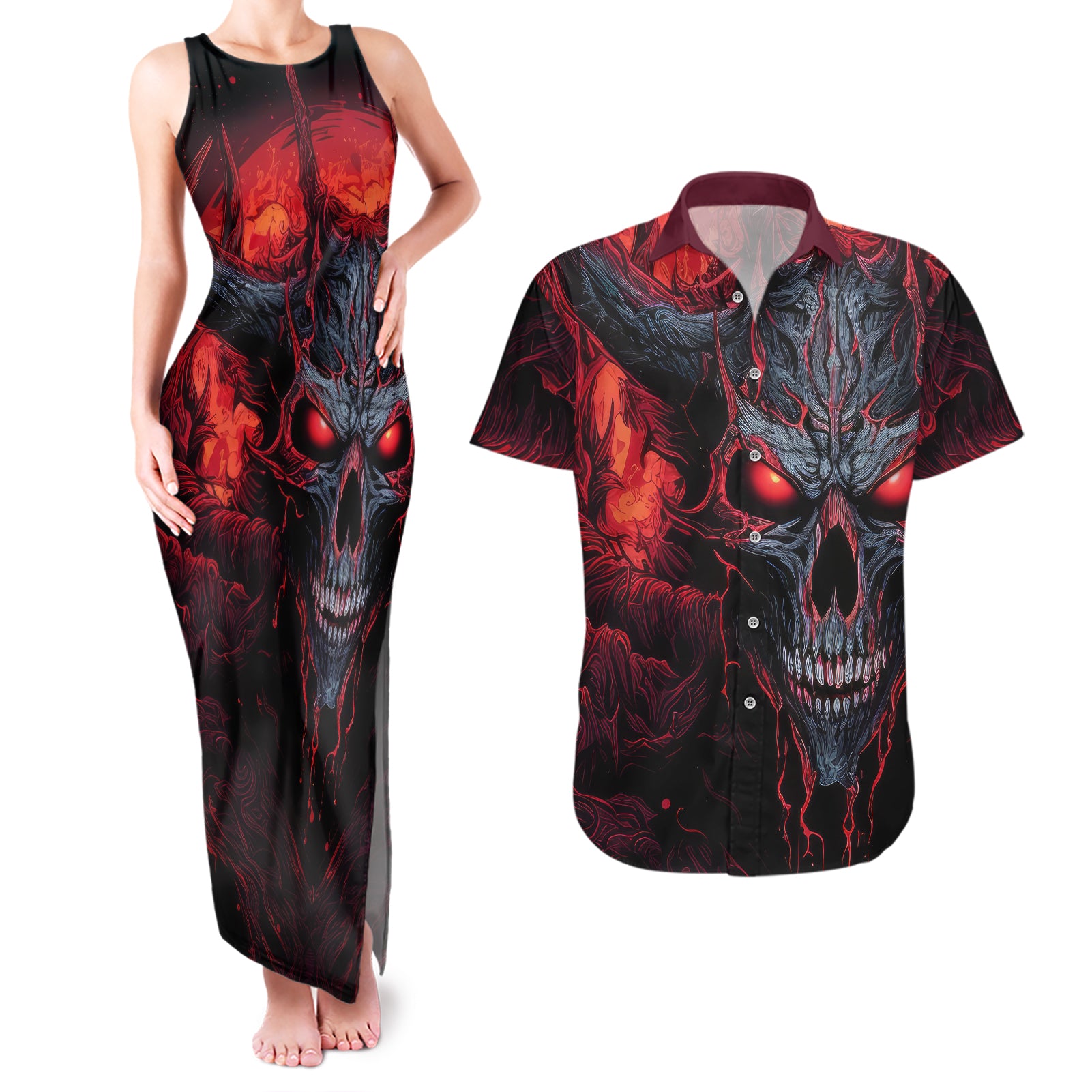 demon-skull-couples-matching-tank-maxi-dress-and-hawaiian-shirt-you-better-pray-i-dont-get-up