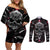 diamond-skull-couples-matching-off-shoulder-short-dress-and-long-sleeve-button-shirts-shine-bright-like-diamond