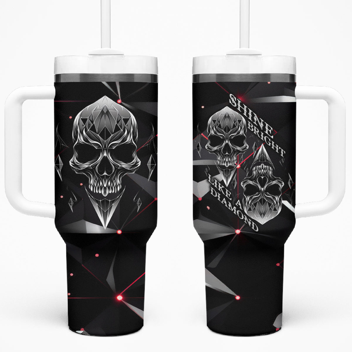 Diamond Skull Tumbler With Handle Shine Bright Like Diamond