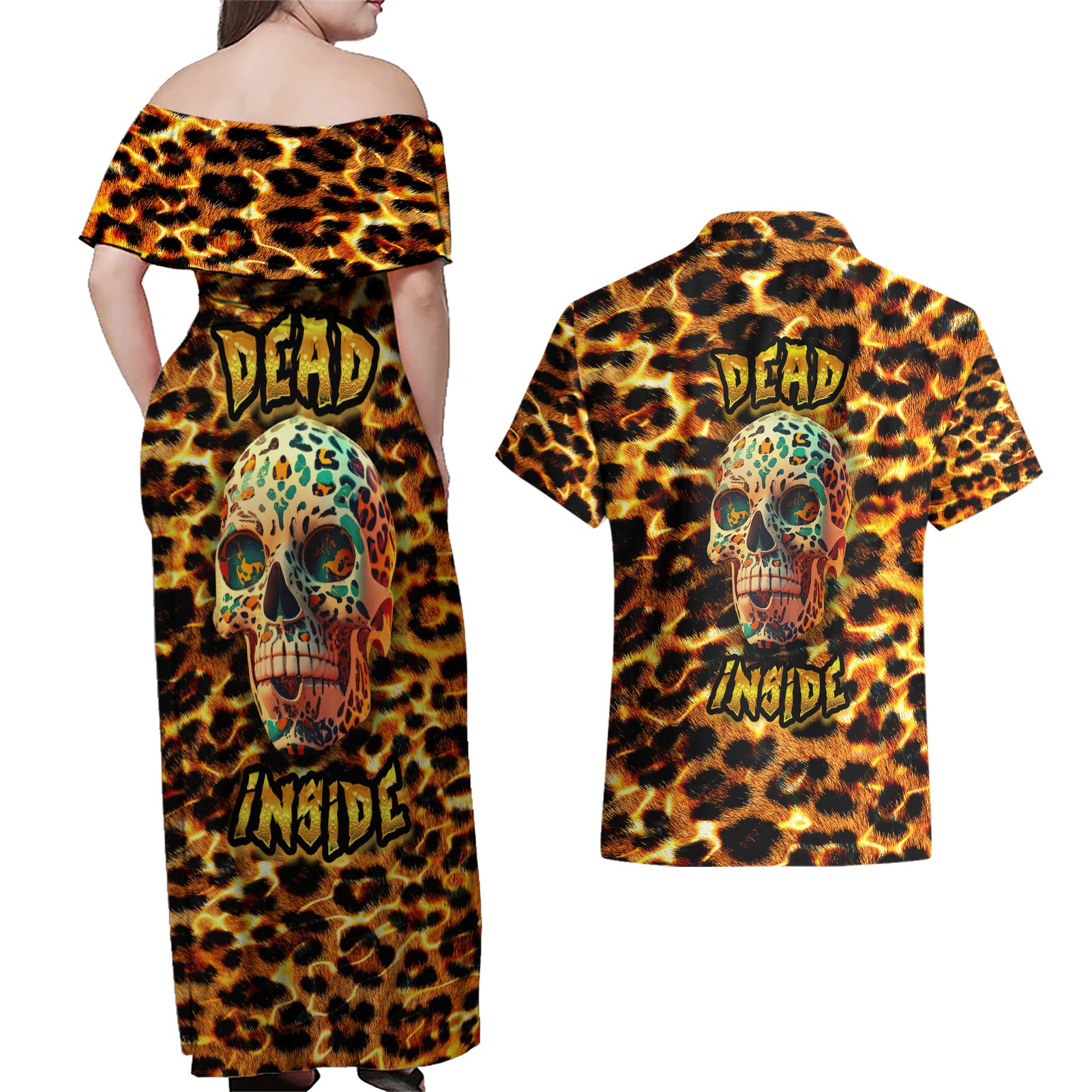 leopard-skull-couples-matching-off-shoulder-maxi-dress-and-hawaiian-shirt-dead-inside