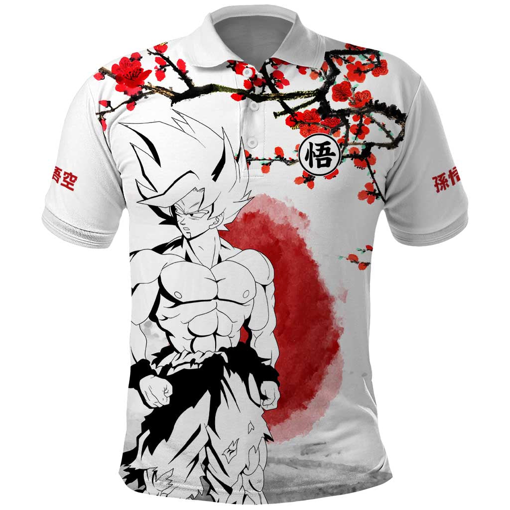 Goku - Dragon Ball Polo Shirt Japan Cherry Blossom Style