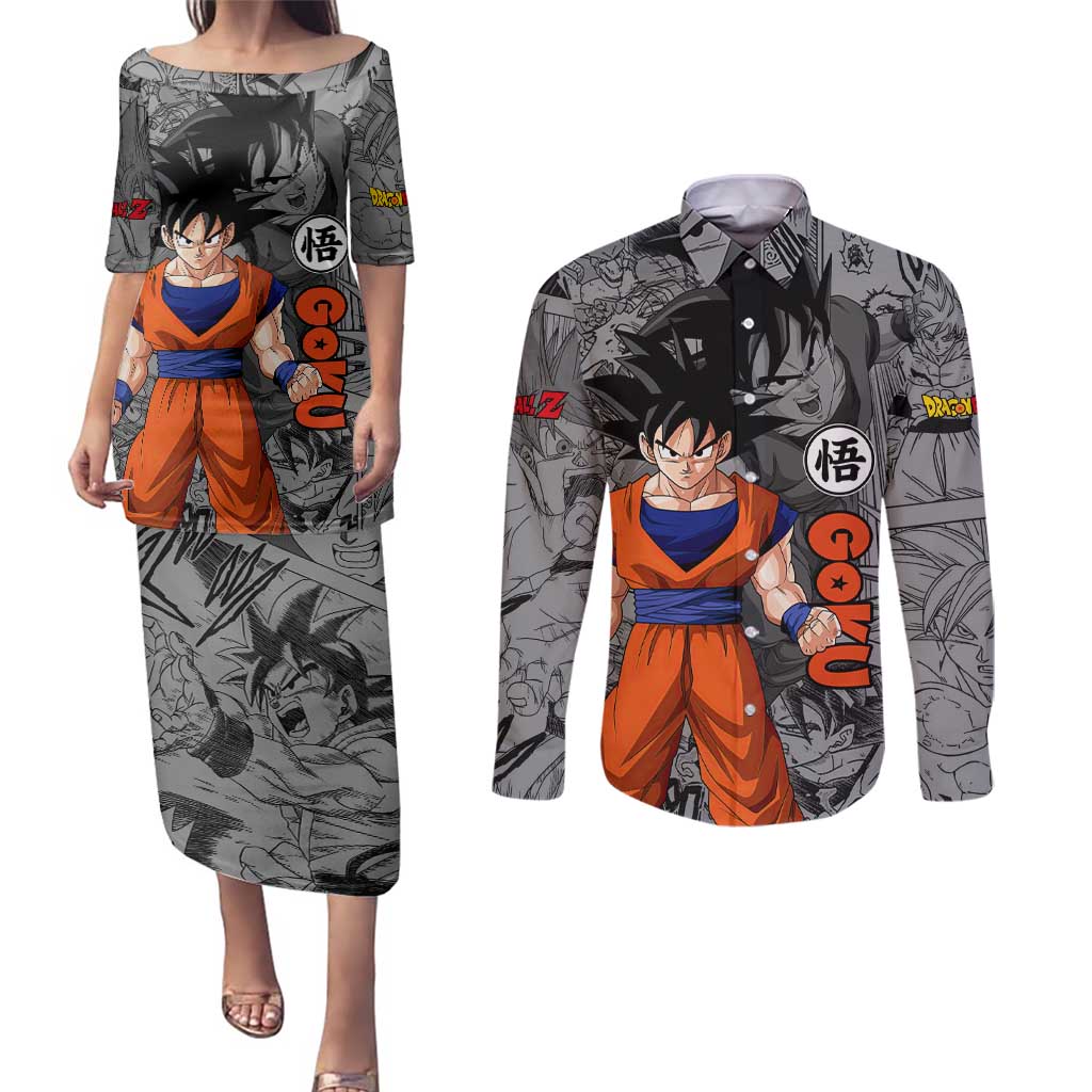 Goku - Dragon Ball Couples Matching Puletasi and Long Sleeve Button Shirt Anime Mix Manga Style