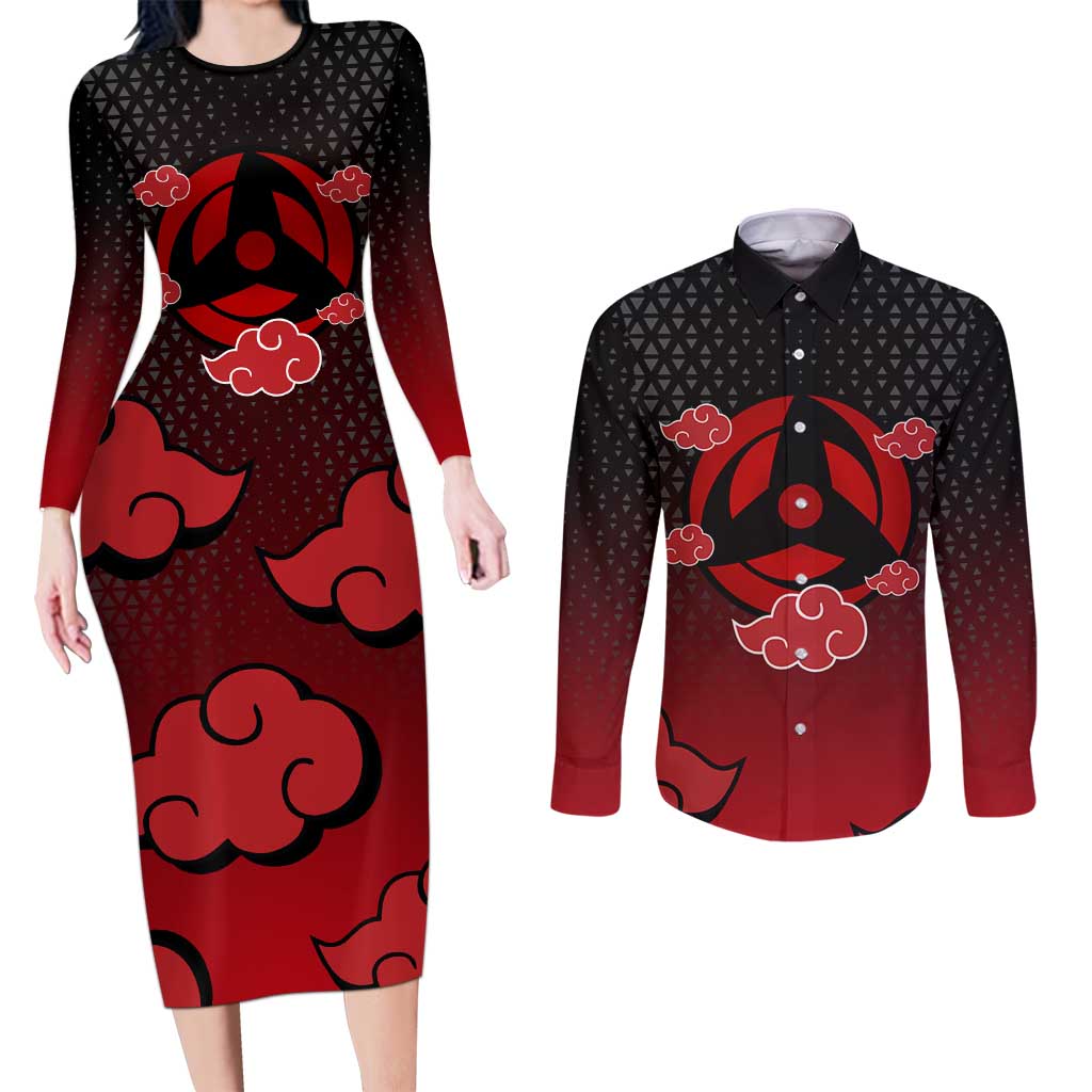 Hatake Kakashi - Naruto Couples Matching Long Sleeve Bodycon Dress and Long Sleeve Button Shirt Anime Style