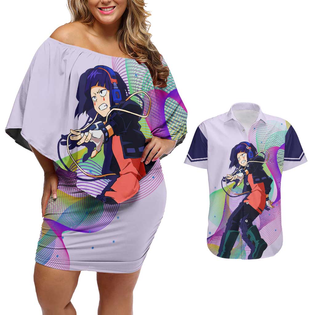 Kyoka Jiro - My Hero Academia Couples Matching Off Shoulder Short Dress and Hawaiian Shirt Anime Style