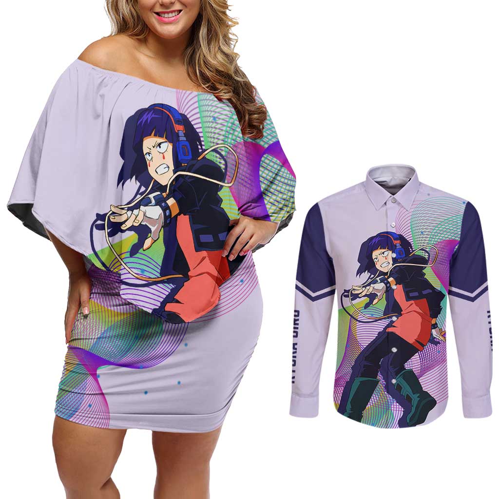 Kyoka Jiro - My Hero Academia Couples Matching Off Shoulder Short Dress and Long Sleeve Button Shirt Anime Style