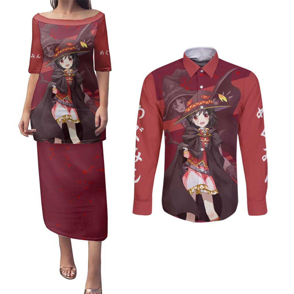 Megumin KonoSuba Couples Matching Puletasi and Long Sleeve Button Shirt Mix Anime Style