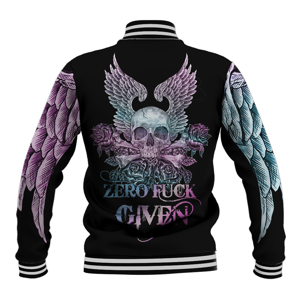 skull-wings-roses-zero-fuck-given-baseball-jacket