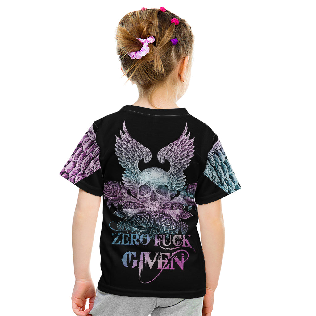 skull-wings-roses-zero-fuck-given-kid-t-shirt