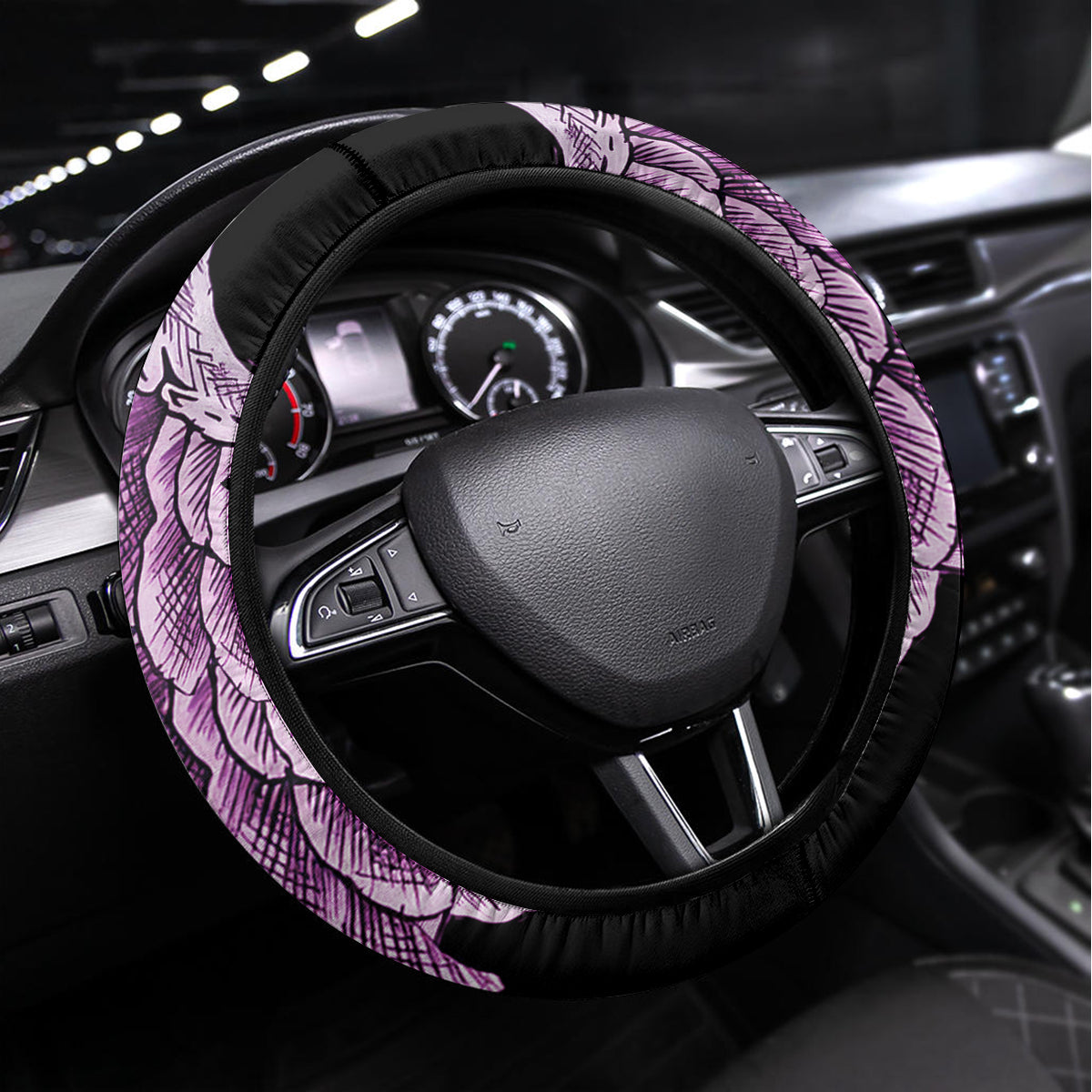 Skull Wings Roses - Zero Fuck Given Steering Wheel Cover