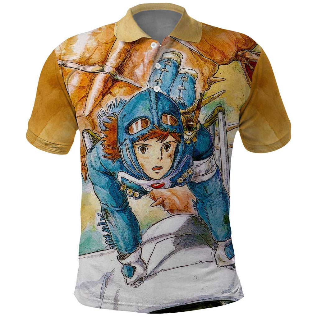 Trippy Nausicaa of the Valley of the Wind Studio Ghibli Polo Shirt Trippy Style