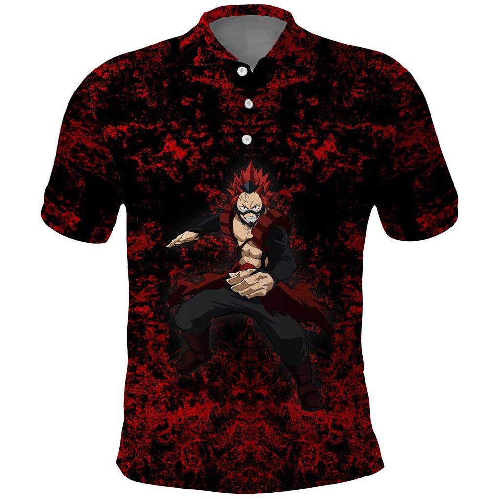 Red Riot Eijiro My Hero Academia Polo Shirt Blood Grunge Style