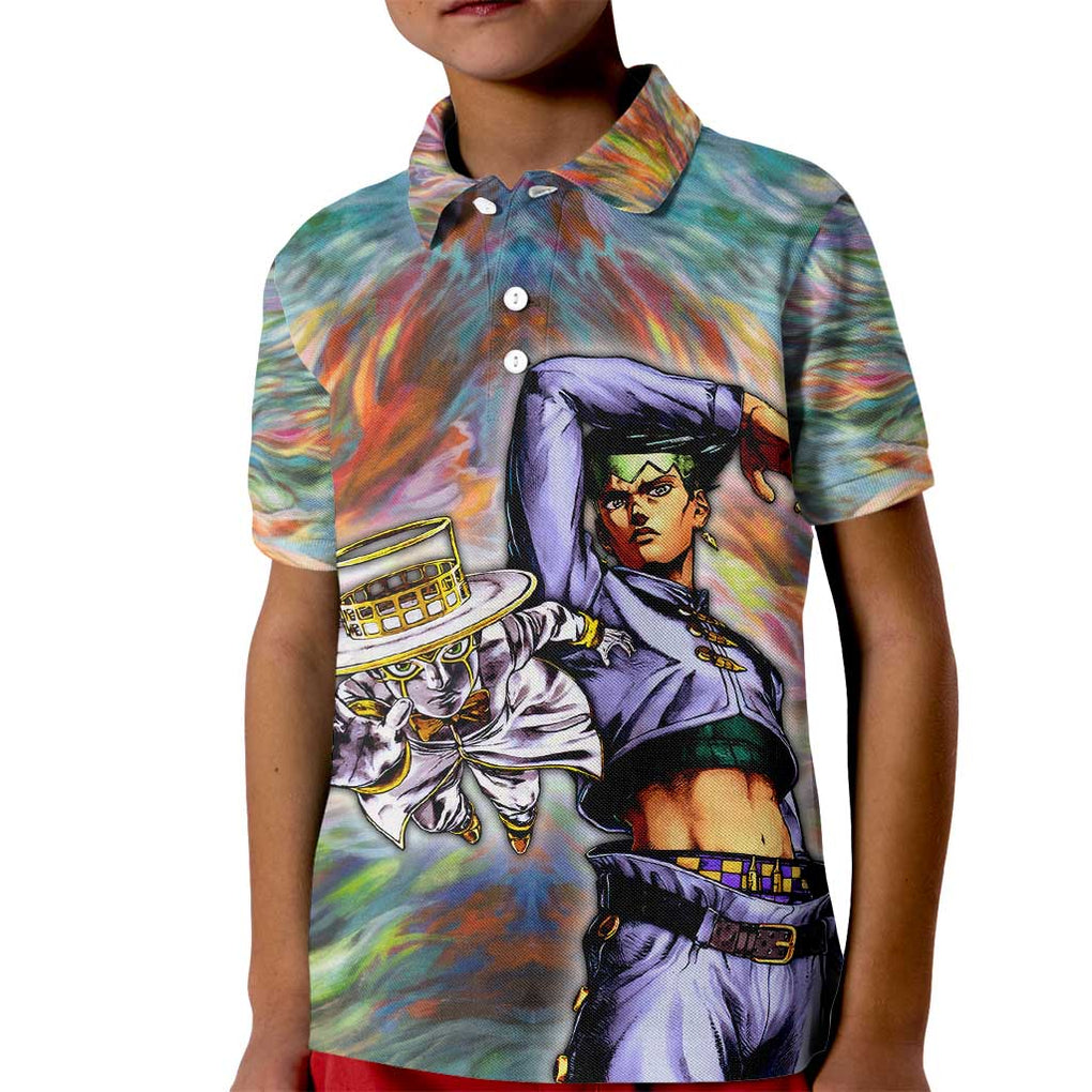 Trippy Rohan Kishibe Heaven’s Door Jojo’s Bizarre Kid Polo Shirt Trippy Style