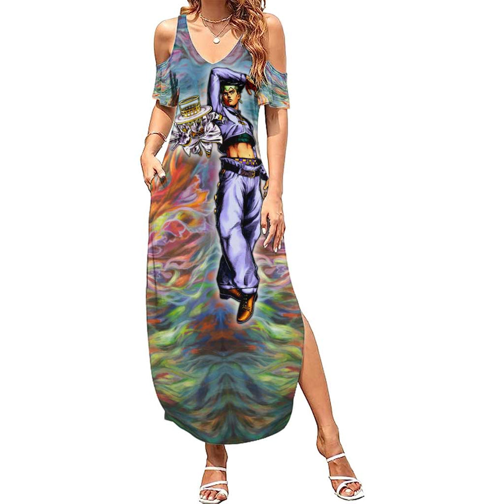 Trippy Rohan Kishibe Heaven’s Door Jojo’s Bizarre Summer Maxi Dress Trippy Style