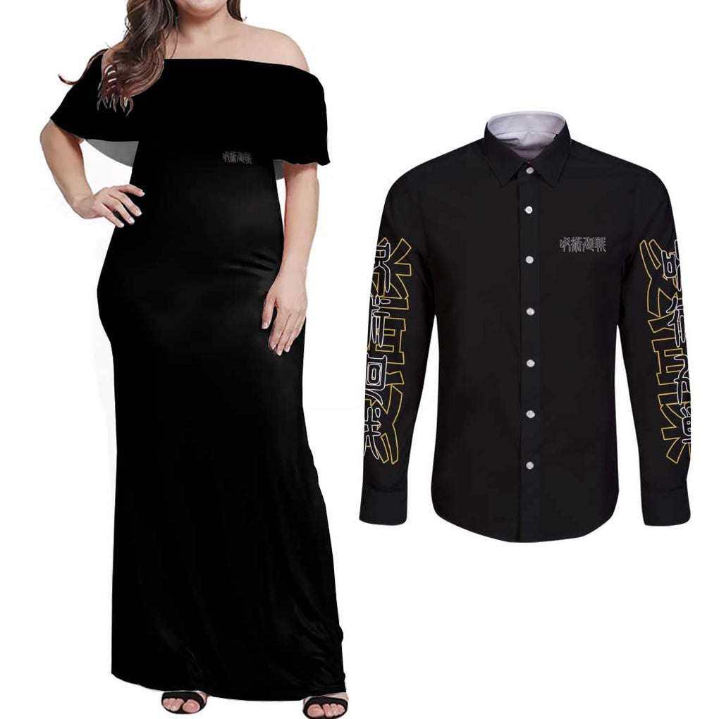 Suguru Geto Jujutsu Kaisen Couples Matching Off Shoulder Maxi Dress and Long Sleeve Button Shirt Japan Anime Style