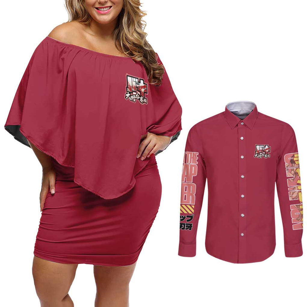 Baki Hanma Baki Couples Matching Off Shoulder Short Dress and Long Sleeve Button Shirt Anime Style