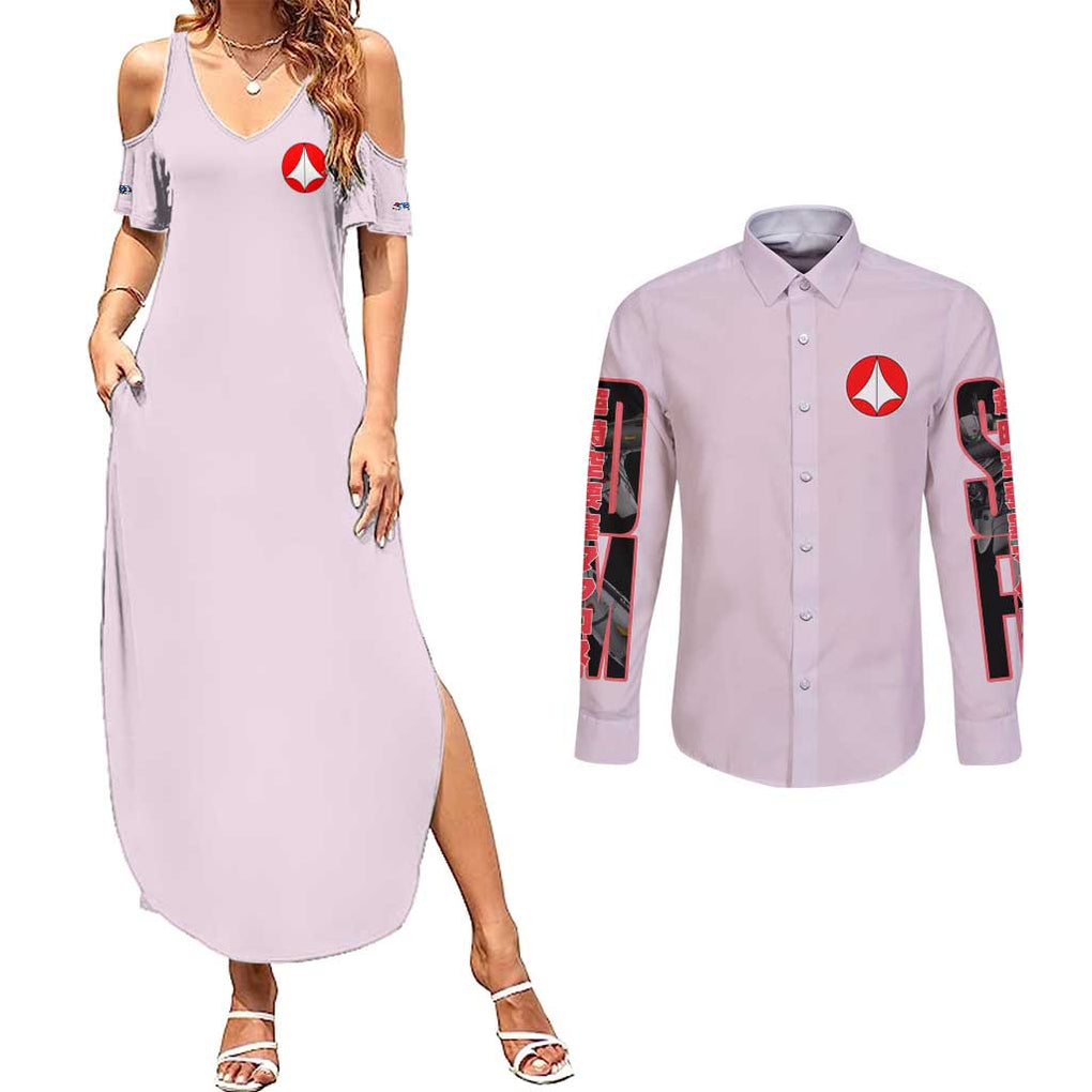 Super Dimension Fortress Macross Couples Matching Summer Maxi Dress and Long Sleeve Button Shirt Anime Style