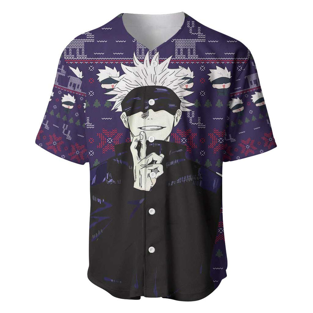 Gojo Satoru Ugly Christmas - Jujutsu Kaisen Baseball Jersey Anime Mix Christmas Style