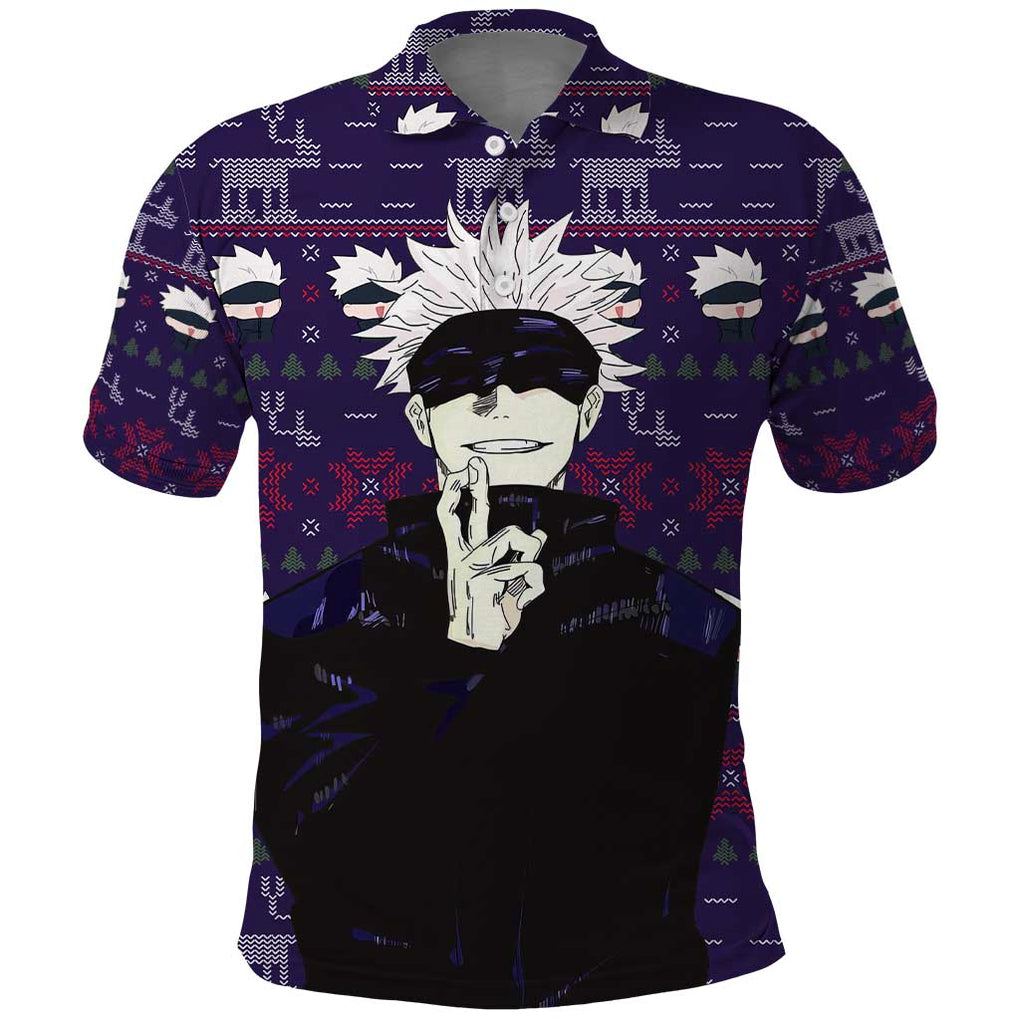 Gojo Satoru Ugly Christmas - Jujutsu Kaisen Polo Shirt Anime Mix Christmas Style