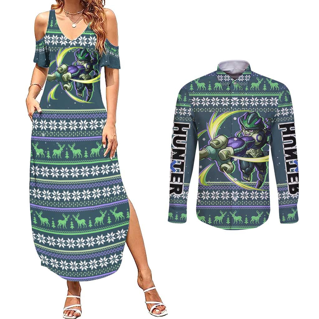 Meruem - Hunter X Hunter Couples Matching Summer Maxi Dress and Long Sleeve Button Shirt Anime Mix Christmas Style