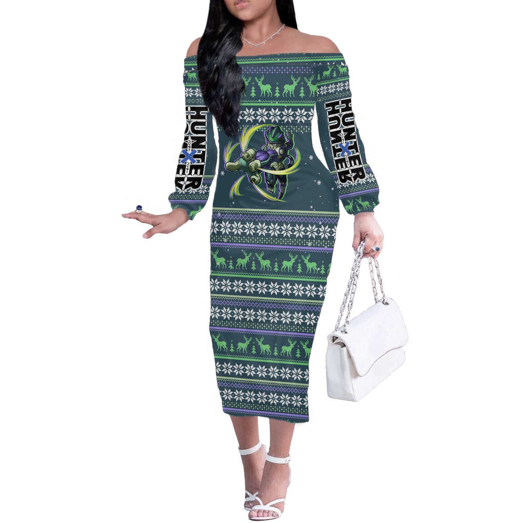 Meruem - Hunter X Hunter Off The Shoulder Long Sleeve Dress Anime Mix Christmas Style