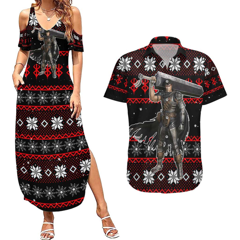 Guts - Berserk Couples Matching Summer Maxi Dress and Hawaiian Shirt Anime Mix Christmas Style