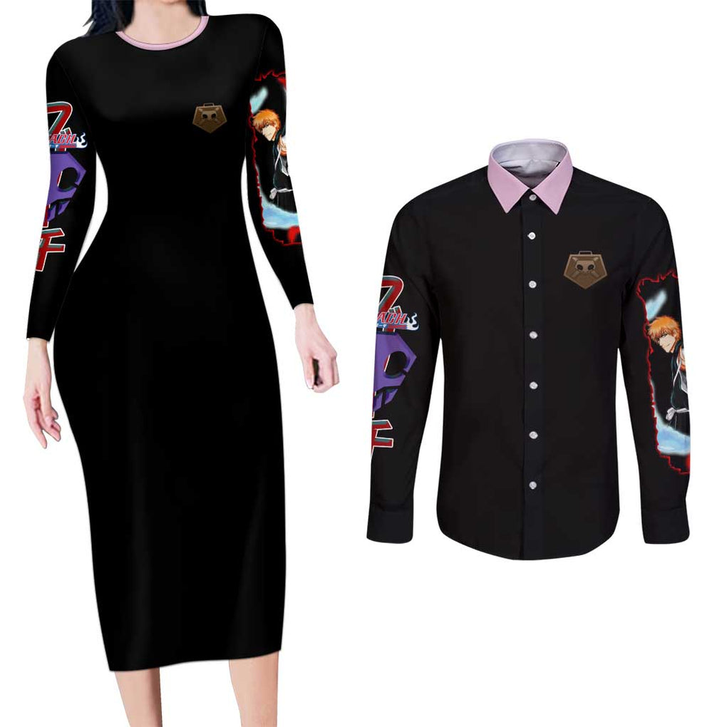 Soul Society Rescue Arc Bleach Couples Matching Long Sleeve Bodycon Dress and Long Sleeve Button Shirt Japan Anime Style