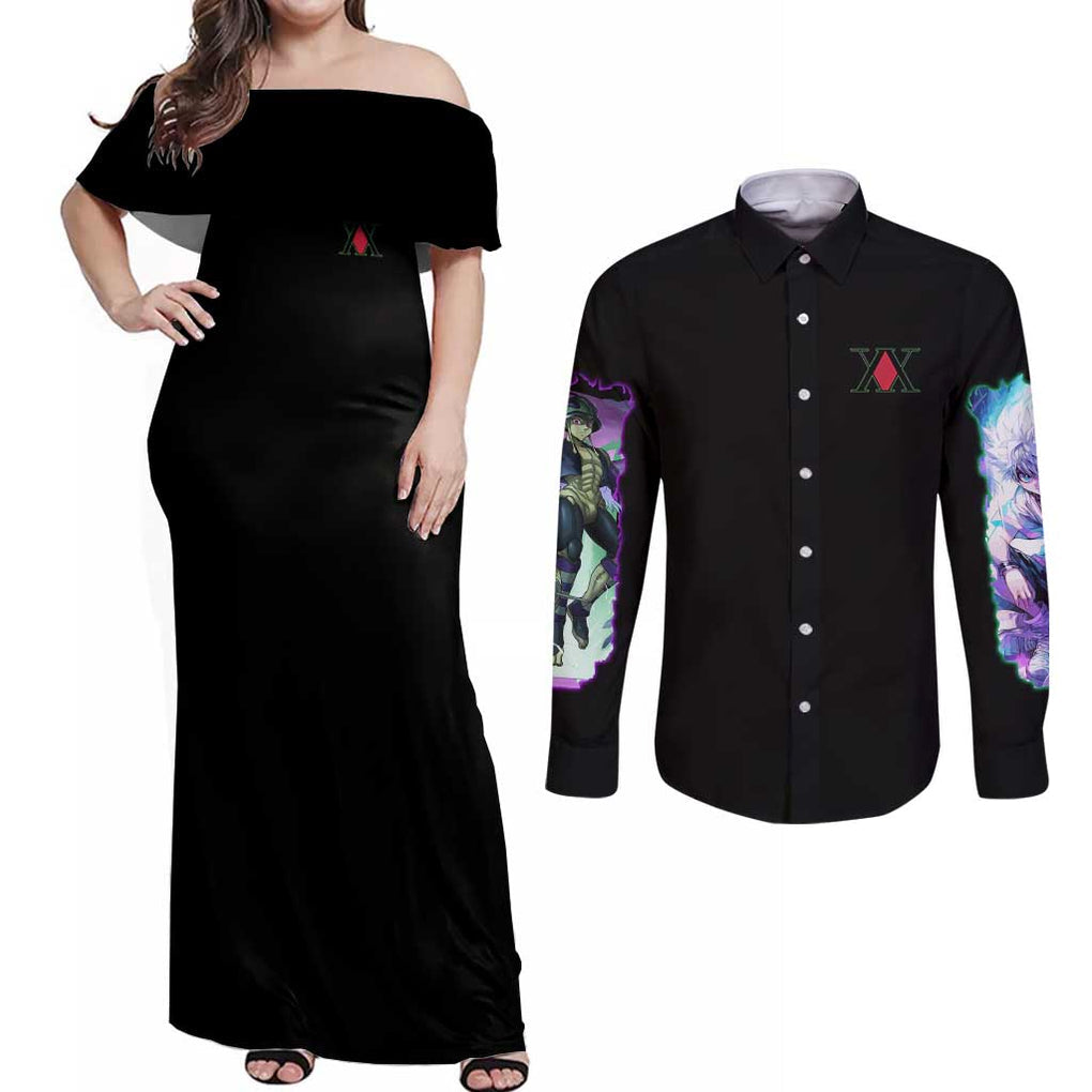 Chimera Ant Arc Hunter x Hunter Couples Matching Off Shoulder Maxi Dress and Long Sleeve Button Shirt Japan Anime Style