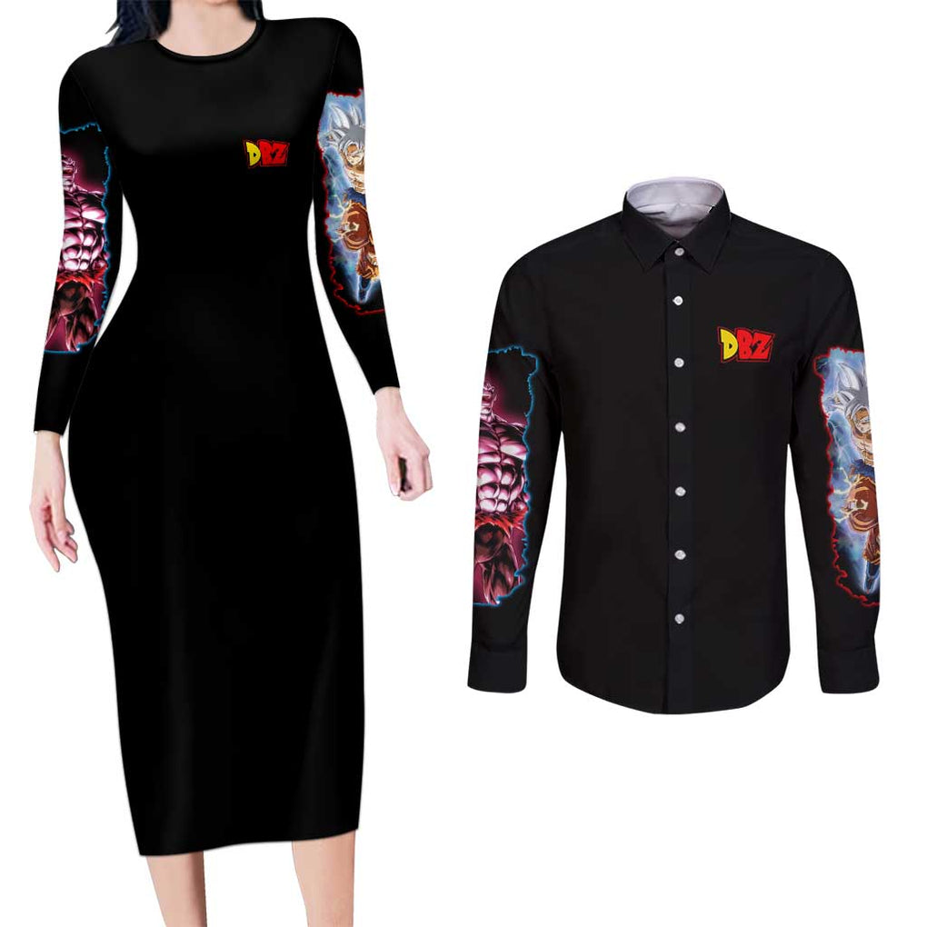 Tournament of Power Dragon Ball Z Couples Matching Long Sleeve Bodycon Dress and Long Sleeve Button Shirt Japan Anime Style