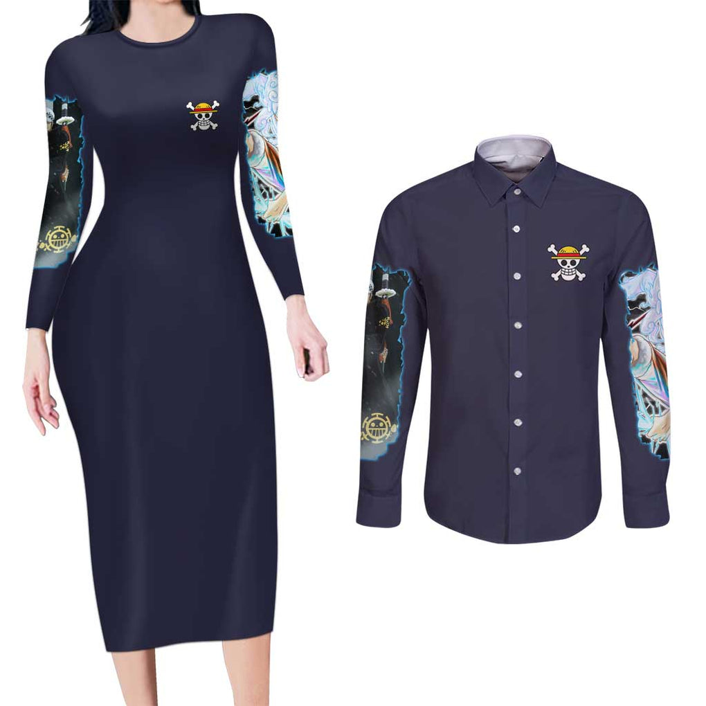 Wano Kuni One Piece Couples Matching Long Sleeve Bodycon Dress and Long Sleeve Button Shirt Japan Anime Style