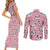 Jigglypuff - Pattern Style Couples Matching Short Sleeve Bodycon Dress and Long Sleeve Button Shirt