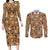 Eevee Pattern Style Couples Matching Long Sleeve Bodycon Dress and Long Sleeve Button Shirt