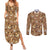 Eevee Pattern Style Couples Matching Summer Maxi Dress and Long Sleeve Button Shirt