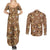 Eevee Pattern Style Couples Matching Summer Maxi Dress and Long Sleeve Button Shirt