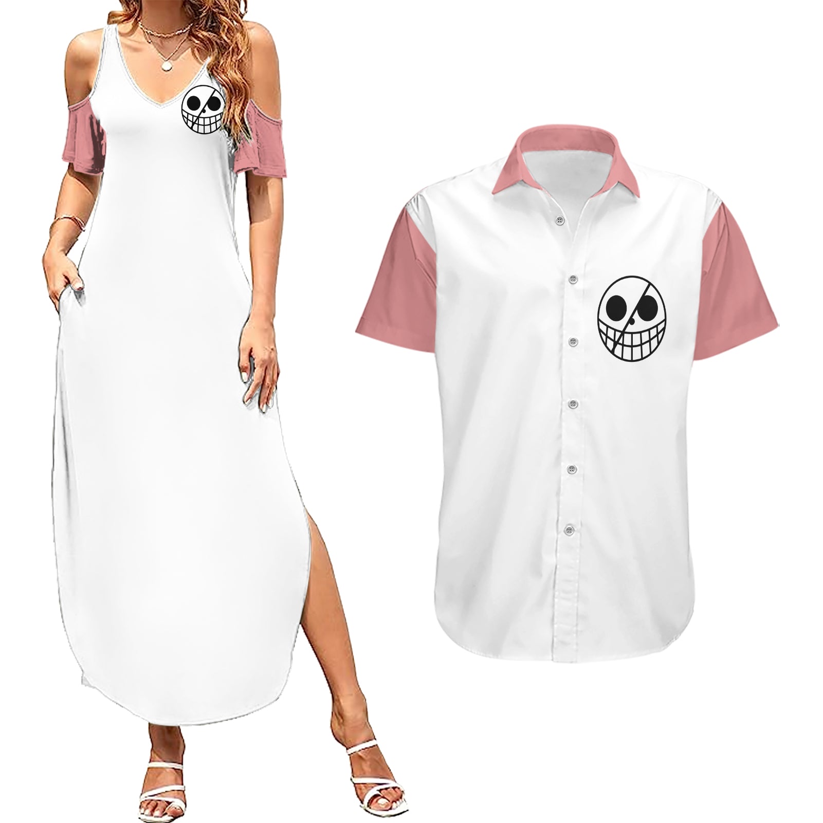 Donquixote Doflamingo - One Piece Anime Couples Matching Summer Maxi Dress and Hawaiian Shirt