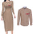 Red Ribbon Army Couples Matching Long Sleeve Bodycon Dress and Long Sleeve Button Shirt