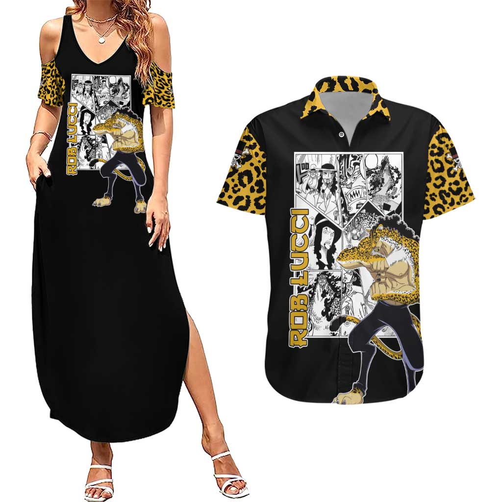 Rob Lucci - One Piece Couples Matching Summer Maxi Dress and Hawaiian Shirt Anime Mix Pattern Style