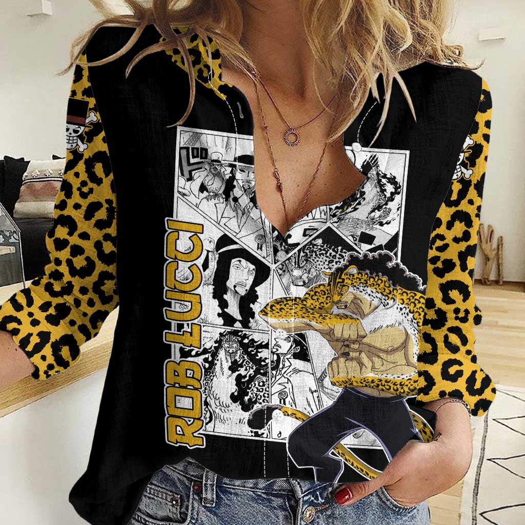 Rob Lucci - One Piece Women Casual Shirt Anime Mix Pattern Style