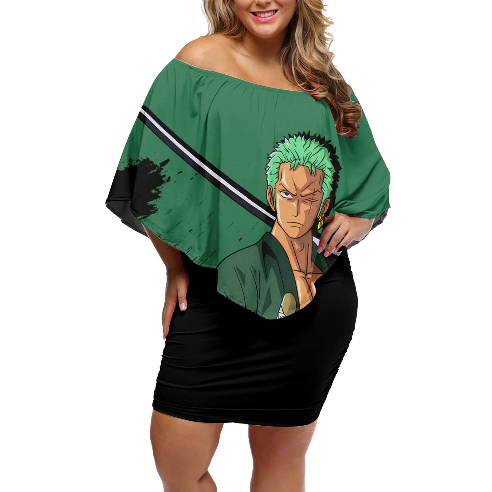 Roronoa Zoro - One Piece Off Shoulder Short Dress Anime Style