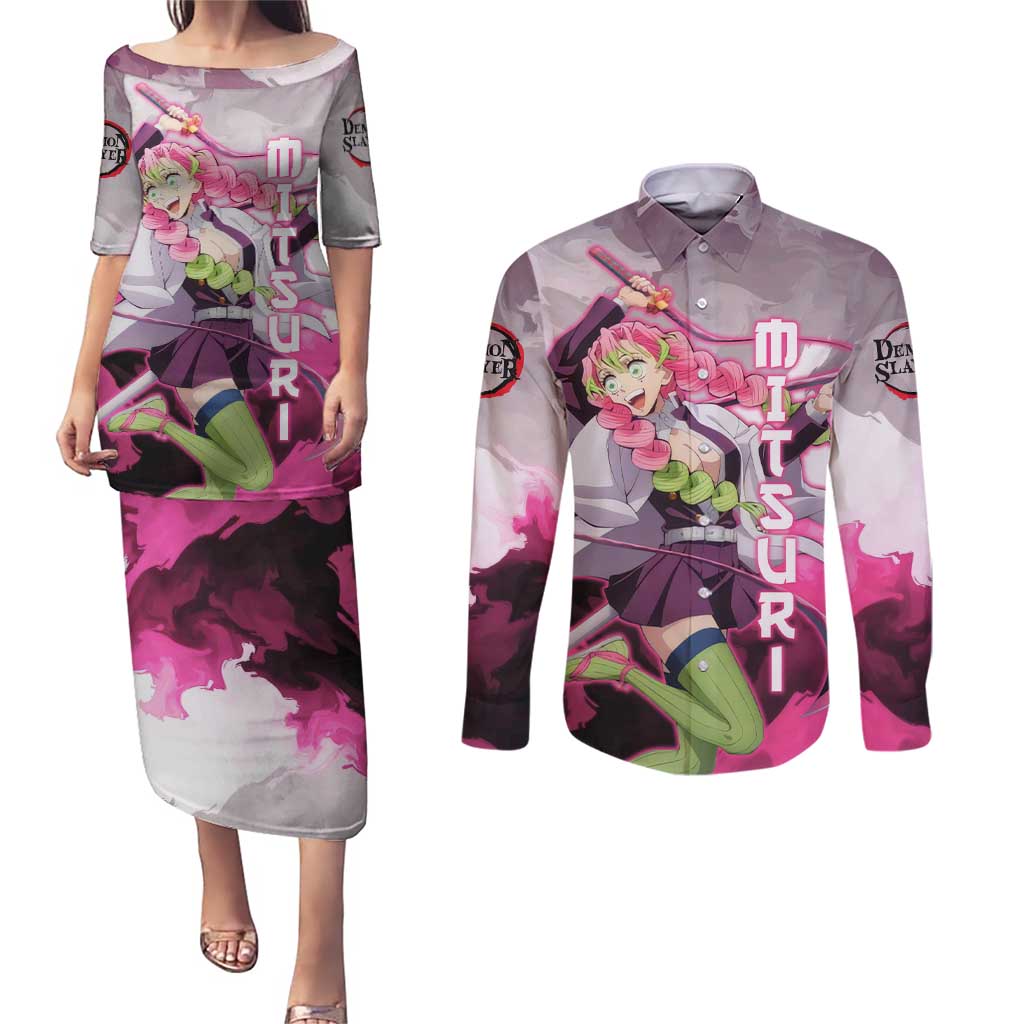 Mitsuri Kanroji - Demon Slayer Couples Matching Puletasi and Long Sleeve Button Shirt Anime Style