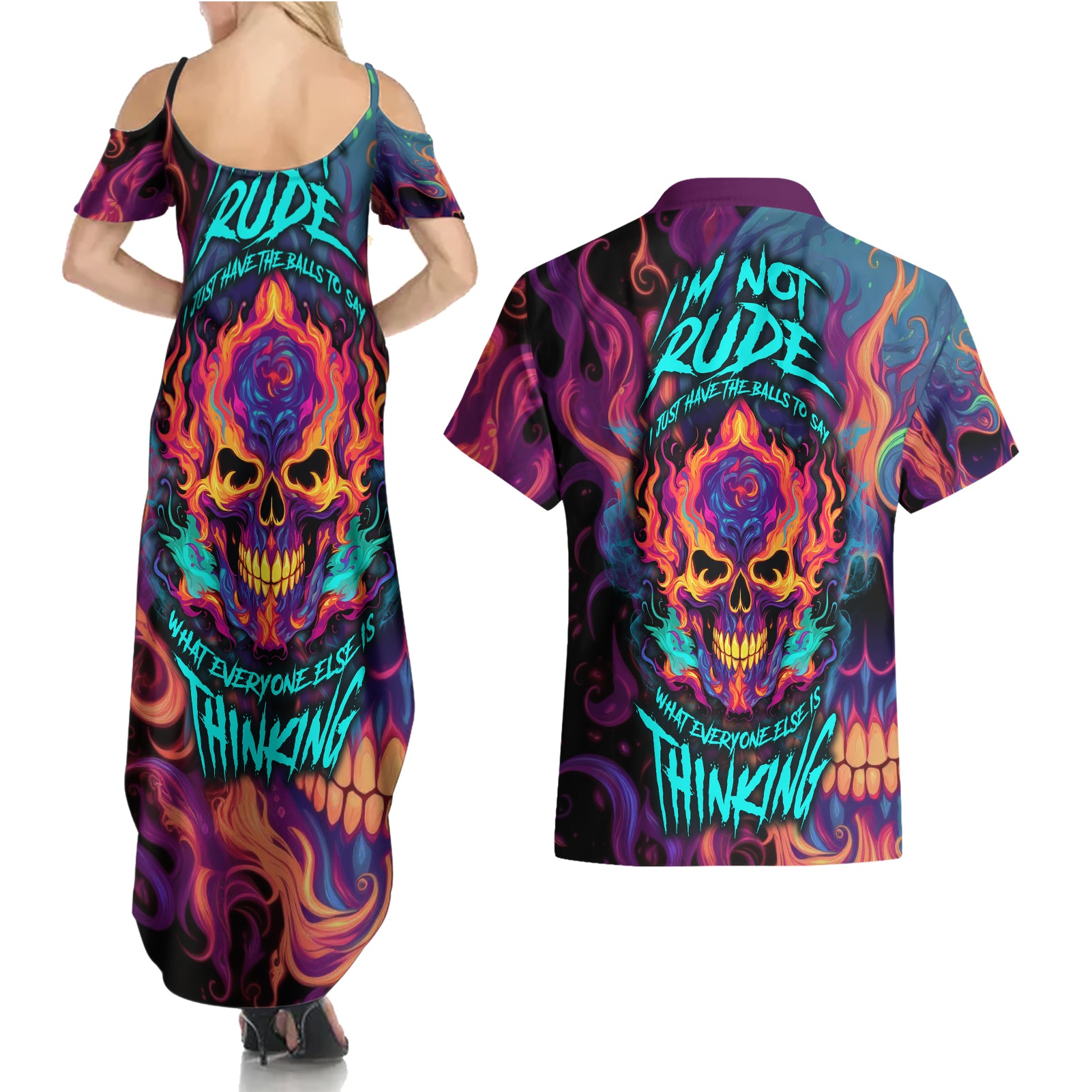 colorful-fire-skull-couples-matching-summer-maxi-dress-and-hawaiian-shirt-im-not-rude-i-just-have-the-balls-to-say-what-everyone-else-is-thingking