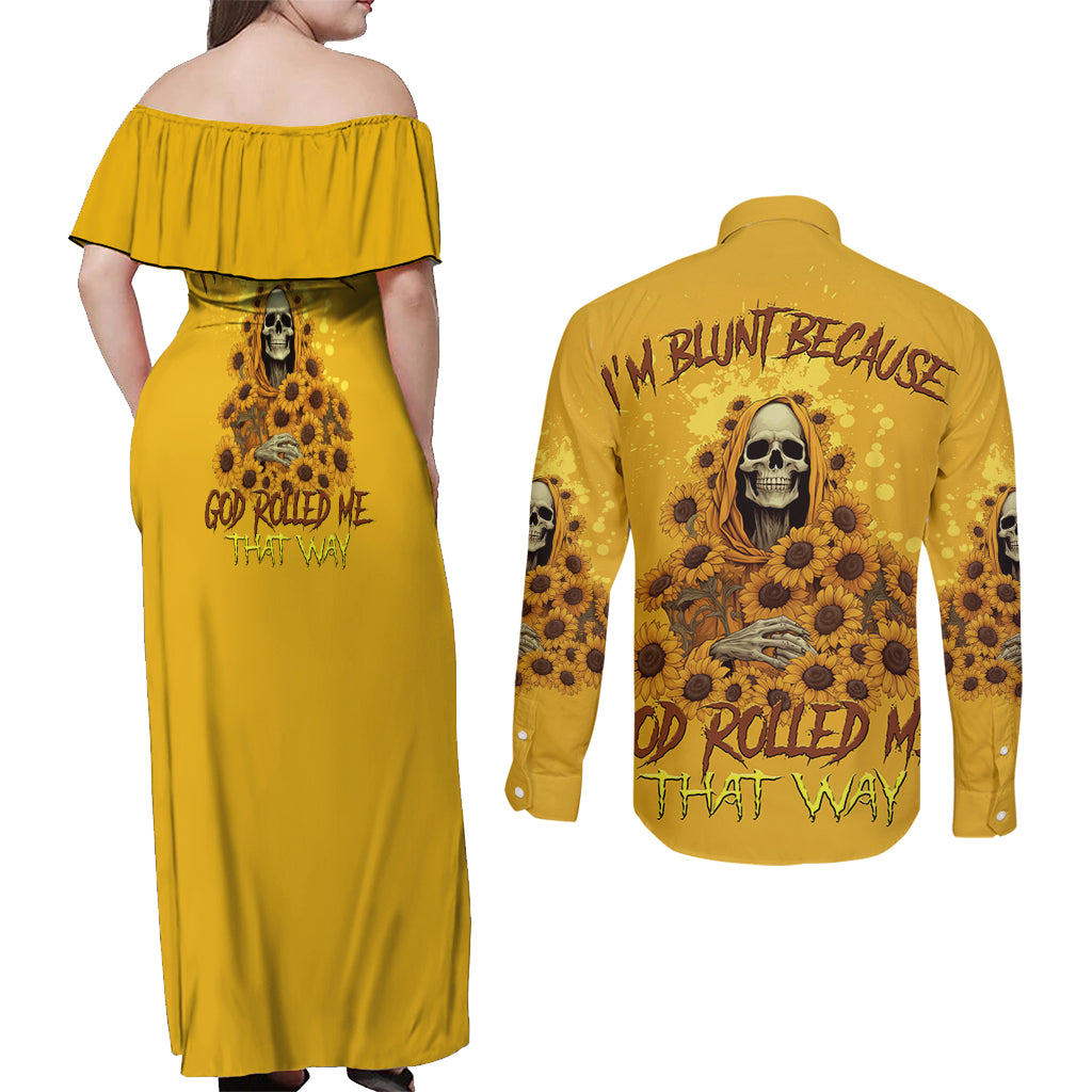 im-blunt-because-god-rolled-me-sunflower-reaper-couples-matching-off-shoulder-maxi-dress-and-long-sleeve-button-shirt