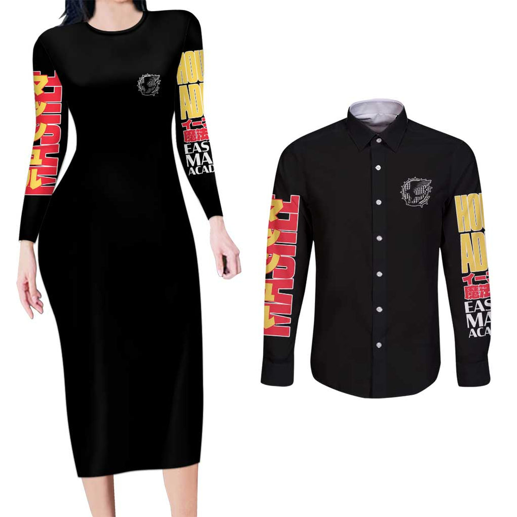 House Adler Mashle Couples Matching Long Sleeve Bodycon Dress and Long Sleeve Button Shirt Anime Style