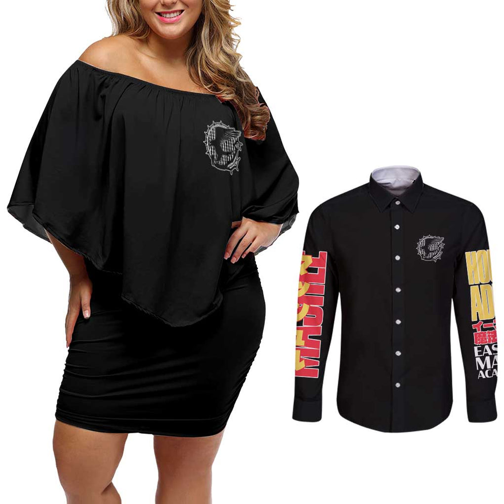 House Adler Mashle Couples Matching Off Shoulder Short Dress and Long Sleeve Button Shirt Anime Style