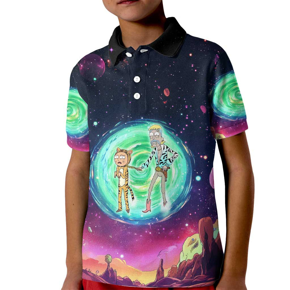 Rick and Morty Tiger King Kid Polo Shirt Trippy Style