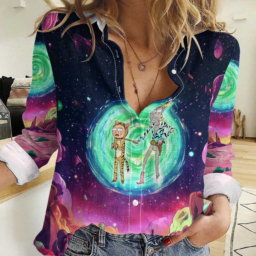 Rick and Morty Tiger King Women Casual Shirt Trippy Style