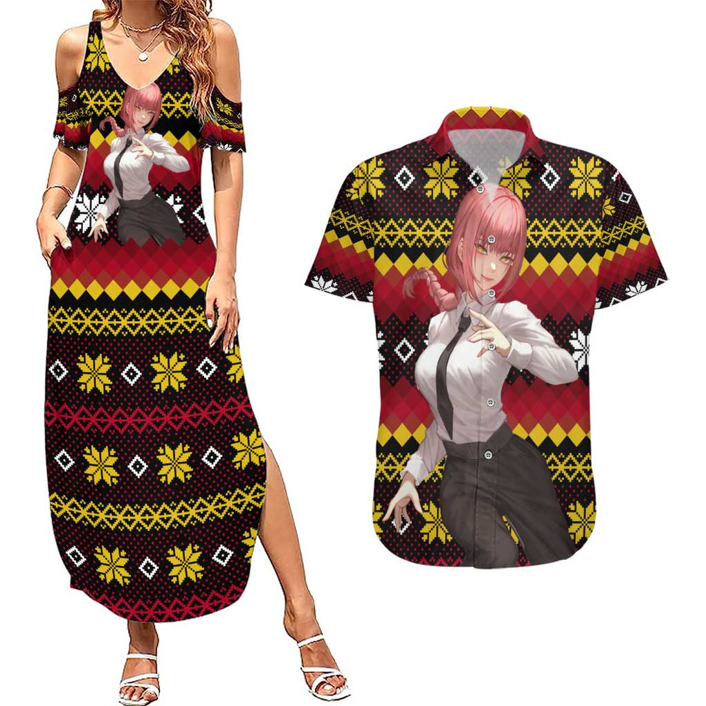 Makima - Chainsaw Man Couples Matching Summer Maxi Dress and Hawaiian Shirt Anime Mix Christmas Style